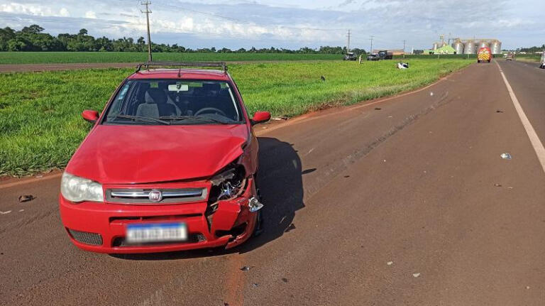 Civic e Siena se envolvem em acidente na dupla da BR 163 em Toledo