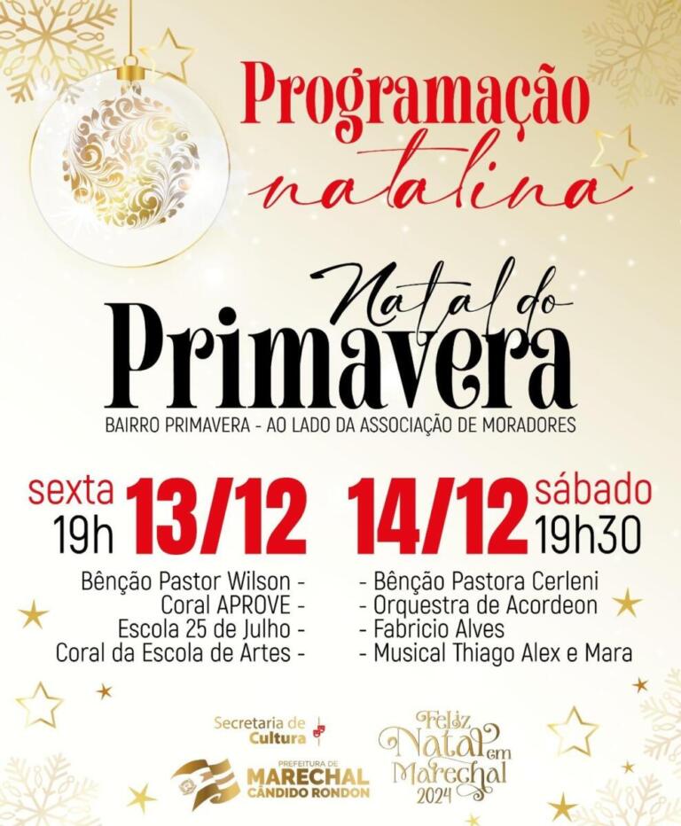 Programação natalina segue nesta sexta-feira e sábado no Bairro Primavera