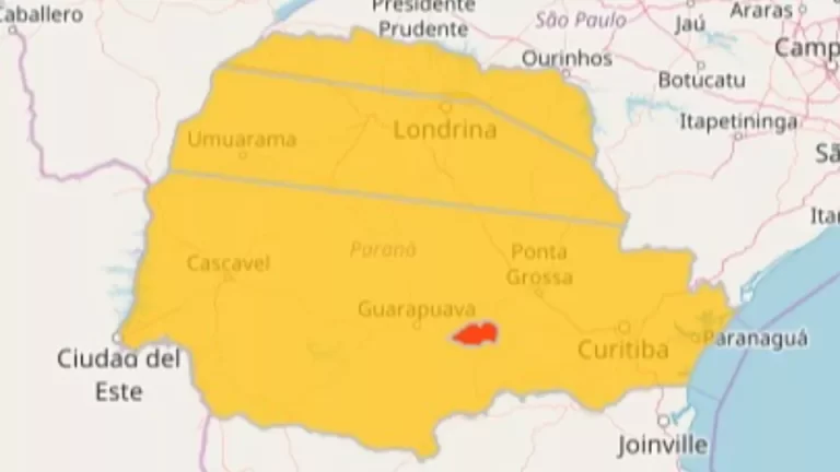 Defesa Civil emite alerta de tempestade em todo o Paraná