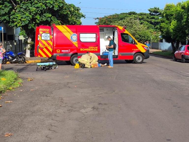 Motociclista fica ferida em acidente com carro em Marechal Rondon