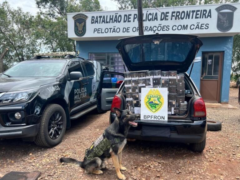 Após fuga, BPFron apreende carro com cigarros na BR-163 em Marechal Rondon