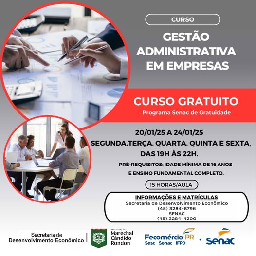 Abertas inscrições ao curso de gestão administrativa em empresas