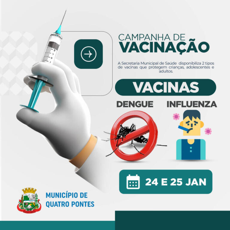 Secretaria de Saúde lança campanha de vacinação em Quatro Pontes
