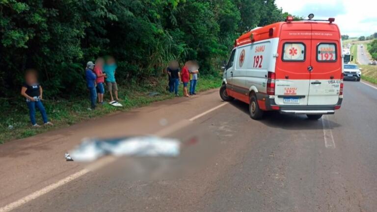 Homem morre atropelado ao tentar atravessar a BR-163