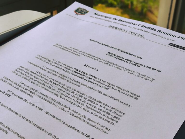 Prefeitura rondonense decreta ponto facultativo em virtude do Carnaval e Cinzas