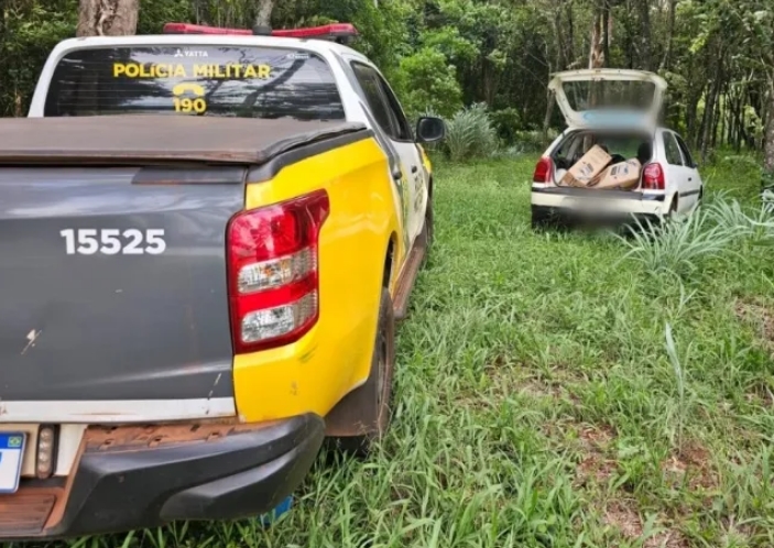 PM realiza apreensão de veículo e cigarros contrabandeados em Arroio Guaçu