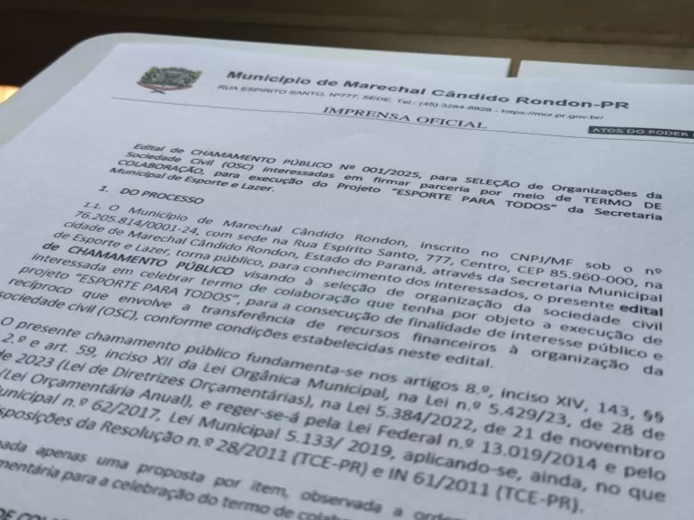 Organizações da Sociedade Civil de Marechal Rondon são convidadas a aderir ao projeto “Esporte para Todos”