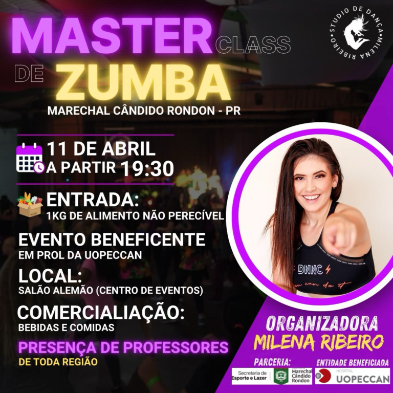 Master Class de Zumba promete mobilizar comunidade rondonense e arrecadar alimentos à Uopeccan