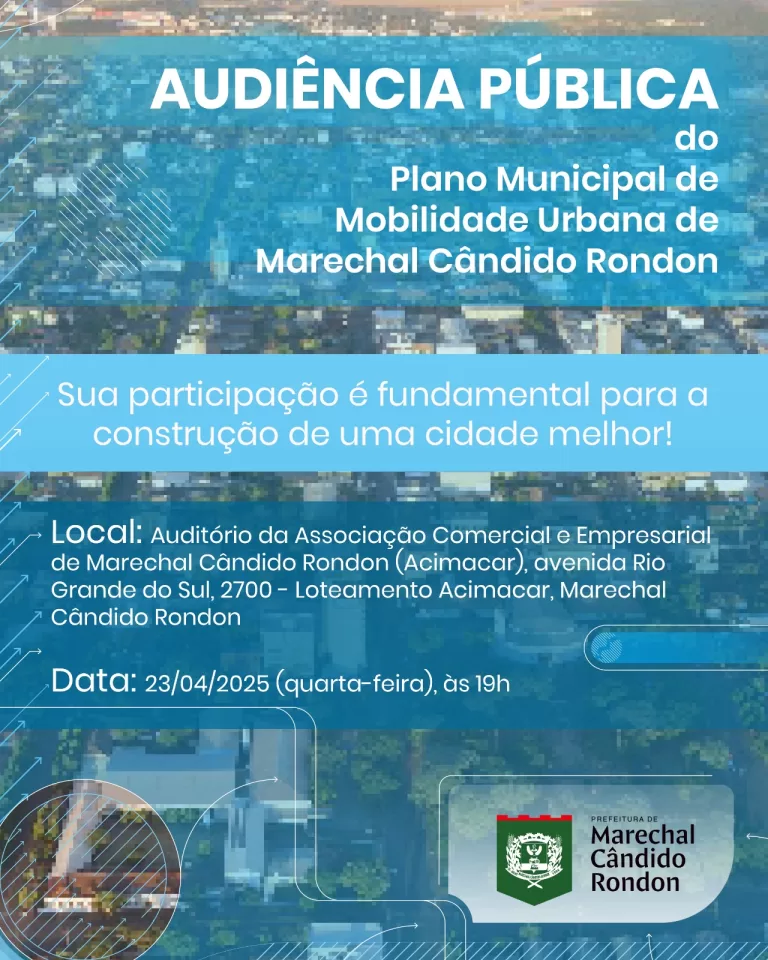 Audiência pública sobre o Plano Municipal de Mobilidade Urbana acontece nesta quarta-feira em Marechal Rondon