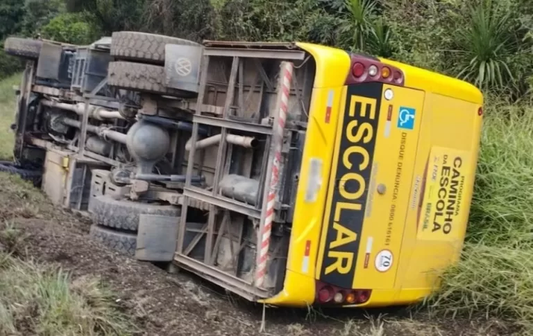 Bêbado furta ônibus escolar, percorre 40 quilômetros e tomba veículo no Paraná