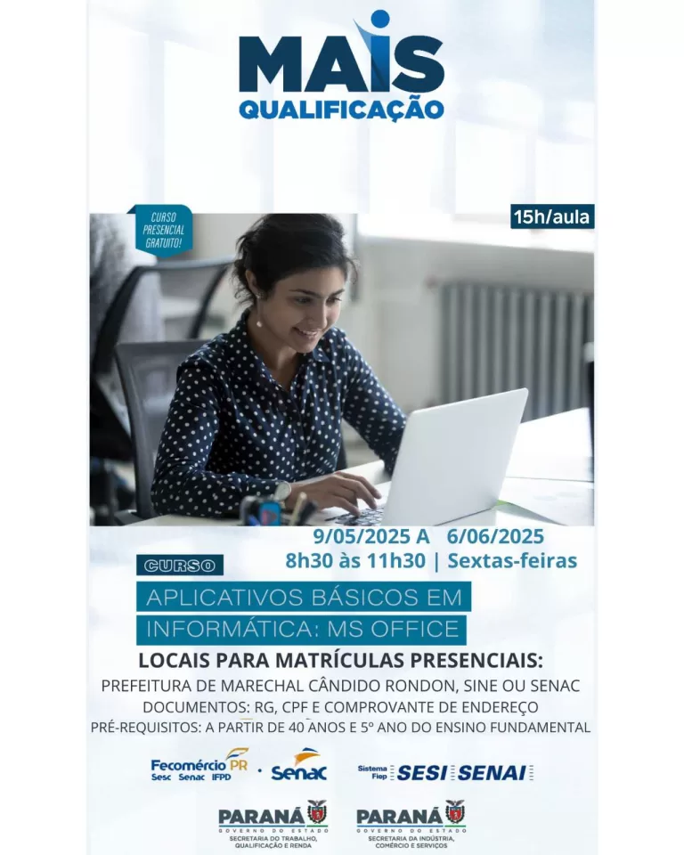 Abertas as inscrições para curso de informática voltado a pessoas com 40 anos ou mais