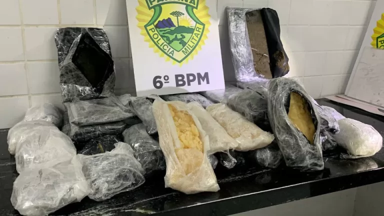 PM apreende carregamento milionário de haxixe marroquino e ice na BR-277