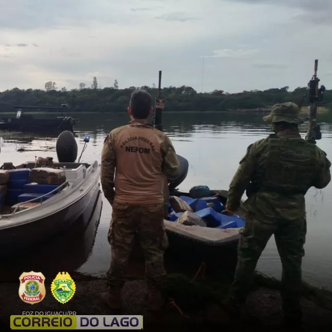 Forças de segurança apreendem embarcação com mais de uma tonelada de drogas em Santa Helena