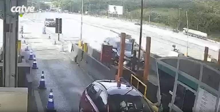 Fuga alucinada: ladrão arrebenta pedágio e dirige carro sem pneus na BR-376