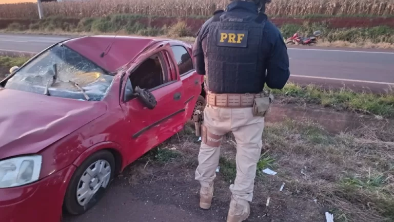 Motorista fica ferido em capotamento na BR-163 entre Toledo e Marechal Rondon
