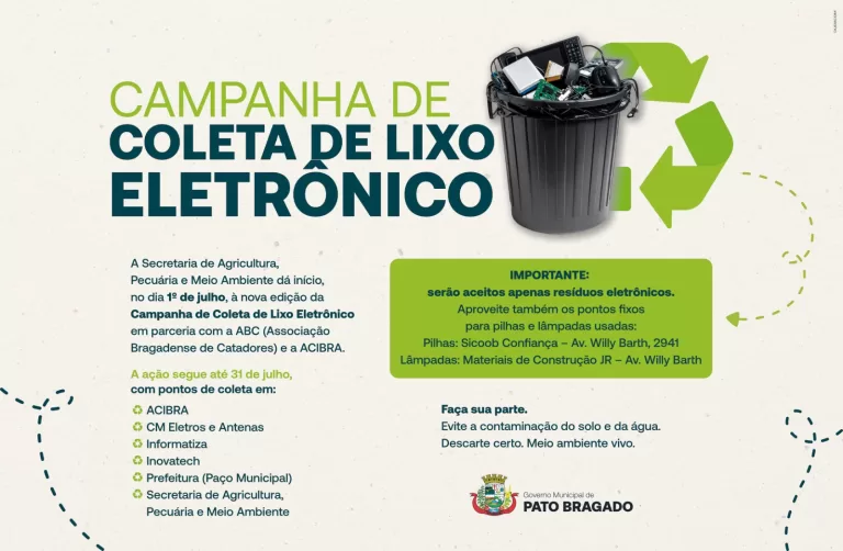 Pato Bragado conta com campanha de coleta de lixo eletrônico