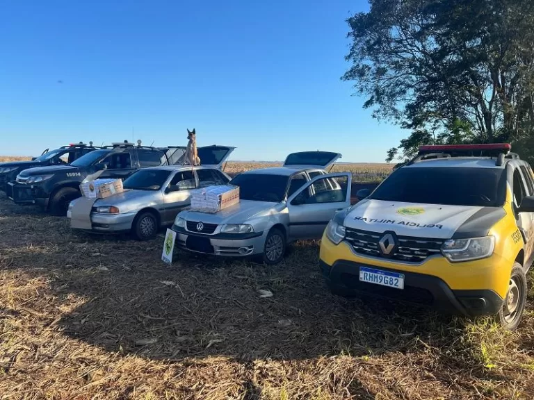 BPFron apreende dois carros carregados com cigarros contrabandeados em Nova Santa Rosa