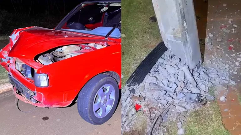 Motorista atinge poste de energia elétrica em Toledo