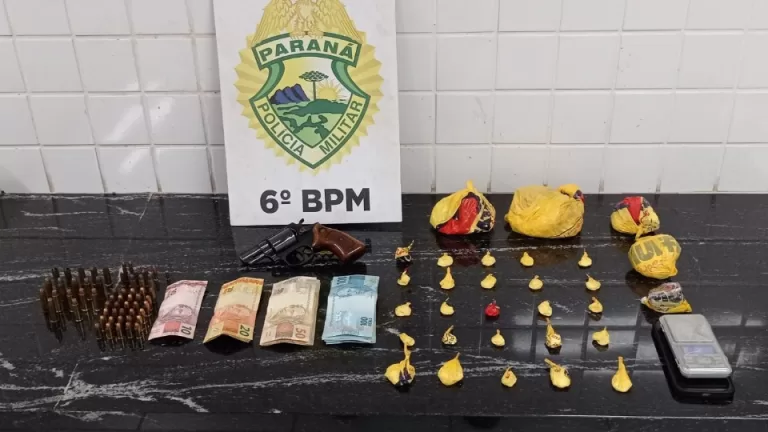 Choque prende homem com drogas, arma e dinheiro em Cascavel