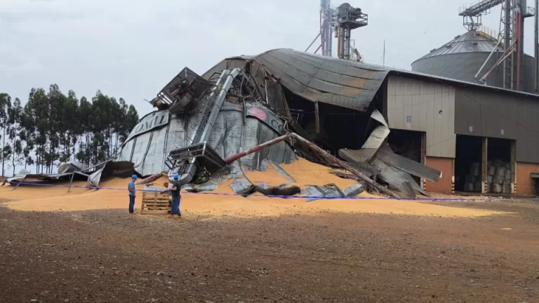 Silo ocupado por trigo da cooperativa C.Vale desaba em Mamborê