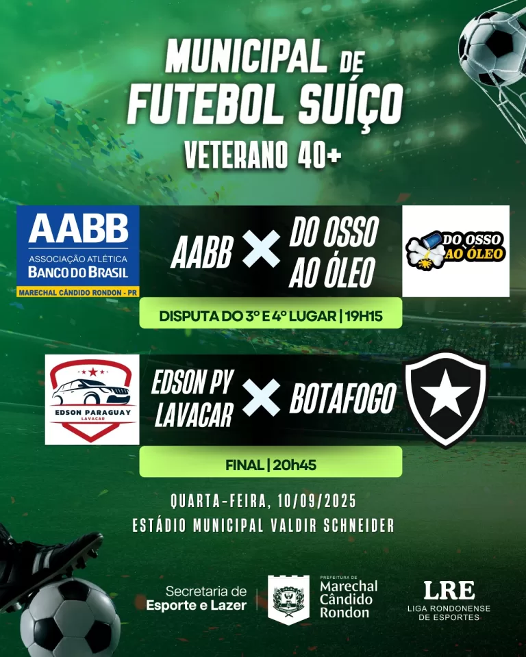 Final do Municipal de Futebol Suíço – Veterano 40+ acontece nesta quarta-feira