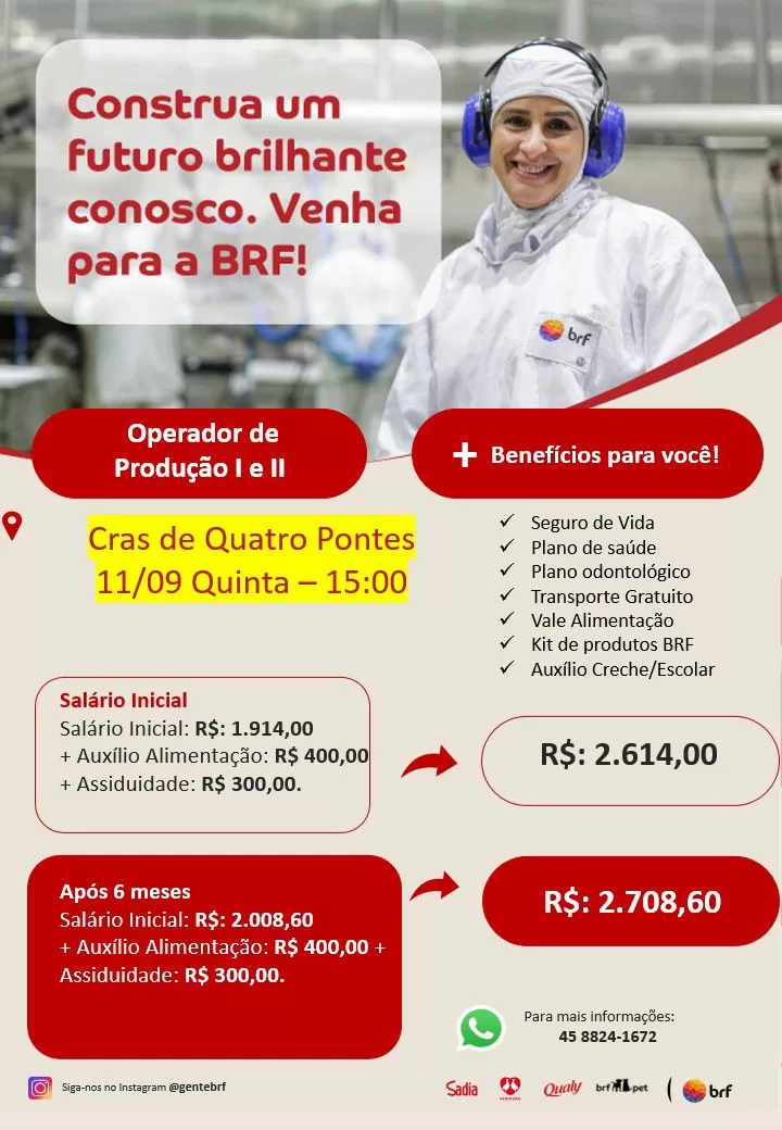 BRF retorna a Quatro Pontes para novas entrevistas de emprego