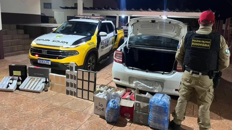 Polícia Rodoviária Estadual apreende carga de celulares, vinhos e perfumes em São Miguel do Iguaçu