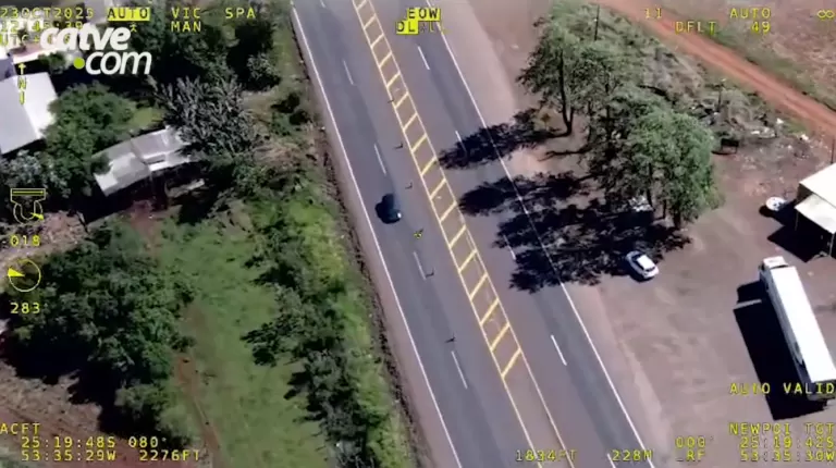 Imagens aéreas mostram perseguição que terminou com prisão de dois homens