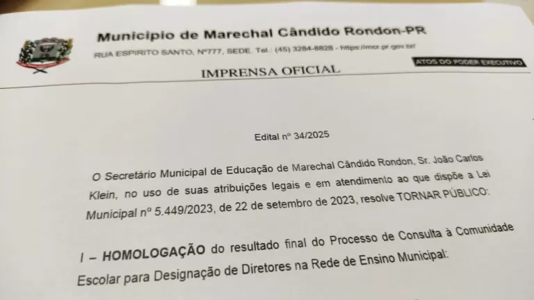 Homologado o resultado do processo de consulta à comunidade escolar para diretores da rede municipal de ensino