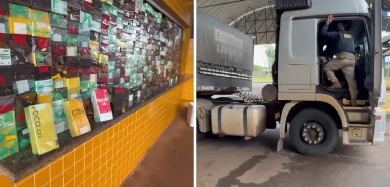 Motorista de carreta é preso em Guaíra levando celulares do Paraguai para Brasília