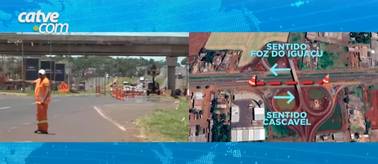 Novo trecho é interditado na BR-277 para obras da Perimetral Leste em Foz do Iguaçu