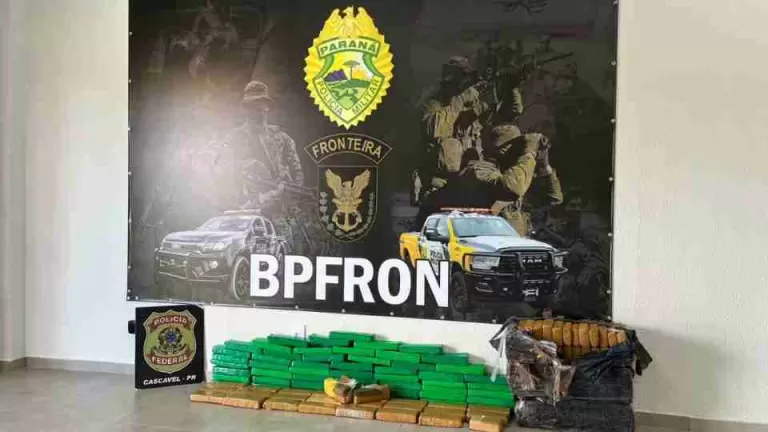 BPFron e PF apreendem 100 quilos de maconha em praça de pedágio