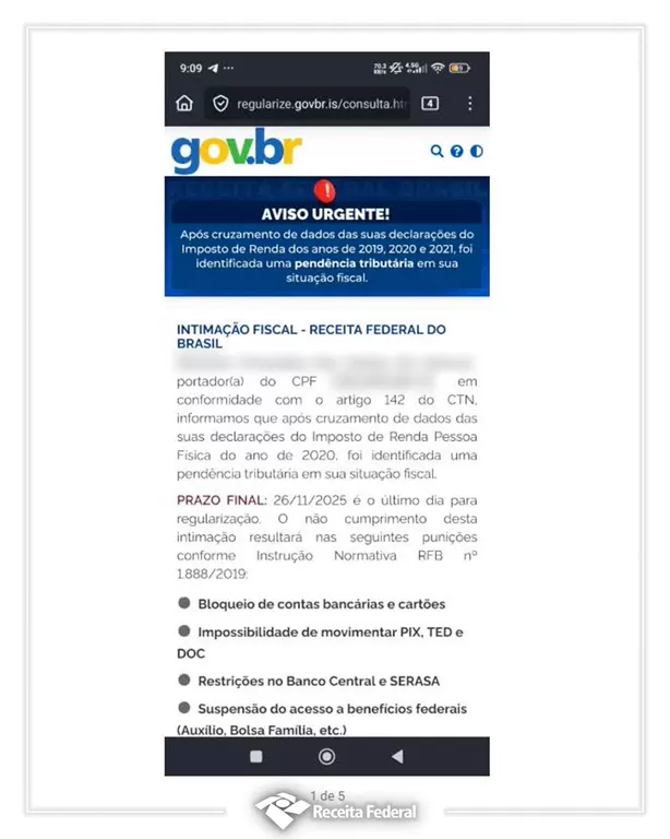 Golpistas usam CPF e páginas que simulam o gov.br para aplicar nova fraude