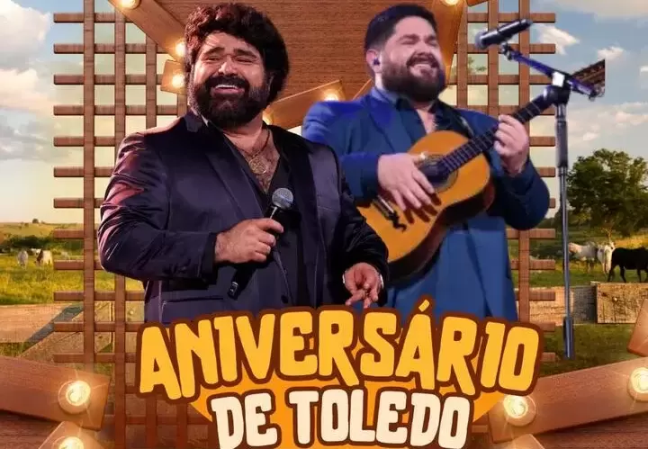 Toledo celebra 73 anos com show da dupla sertaneja César Menotti e Fabiano