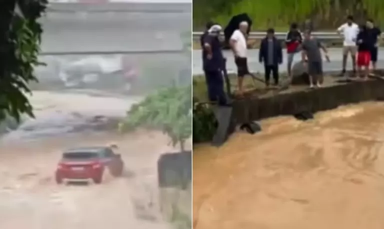 Família morre após carro ser arrastado pela enxurrada durante temporal em Santa Catarina; confira o vídeo