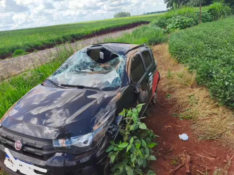 Mulher fica ferida após capotar veículo entre Marechal Rondon e Nova Santa Rosa