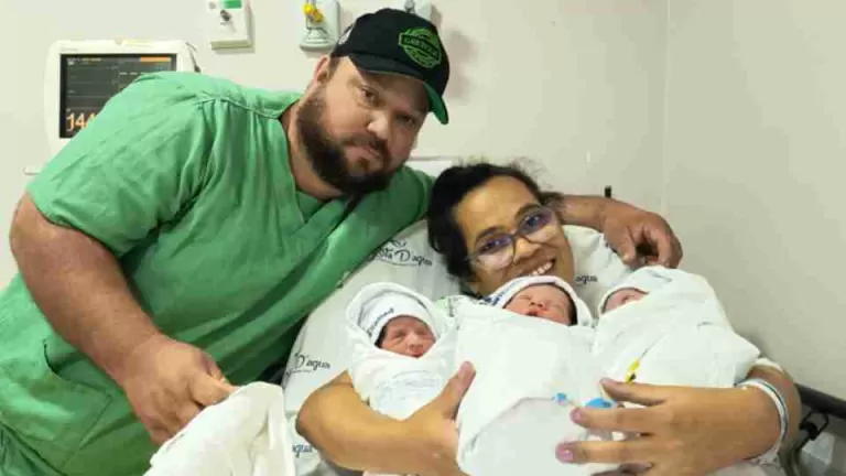 Gestação natural de trigêmeos termina em parto normal raro em Foz do Iguaçu