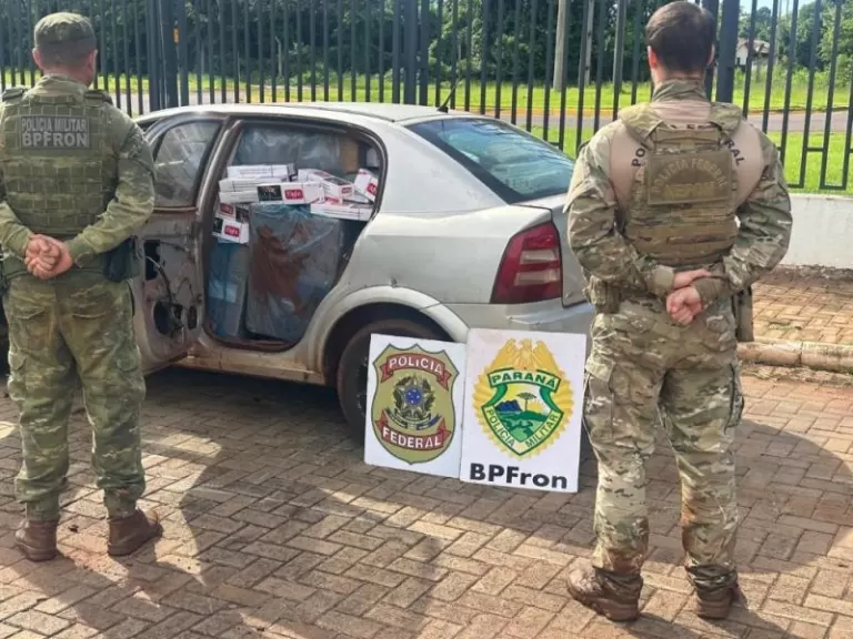 Carro com cigarros é apreendido às margens do Lago de Itaipu em Dr. Oliveira Castro