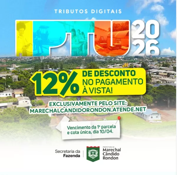 Tributos digitais terão desconto de 12% em 2026 em Marechal Rondon