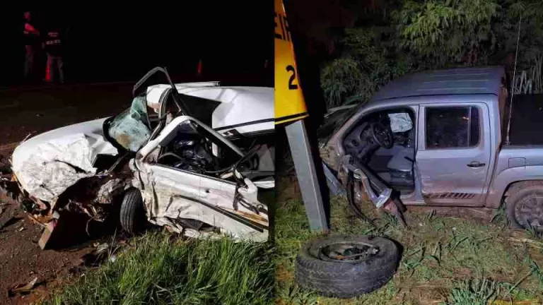 Batida entre caminhonete e carro deixa um morto e um ferido grave na PR-323