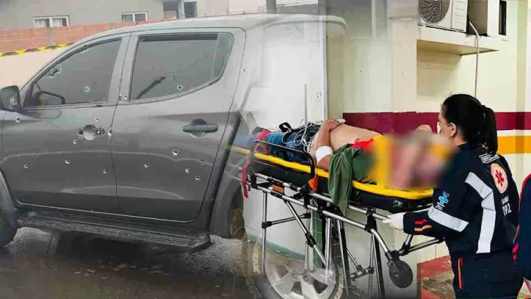 Perseguição termina com caminhonete fuzilada e homem baleado