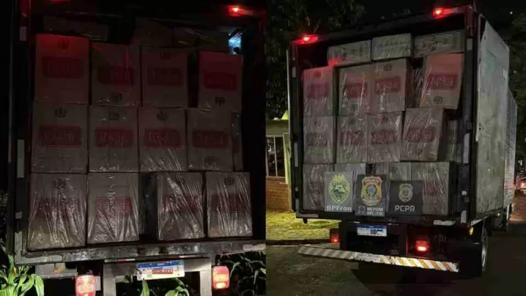 Caminhão com cerca de 100 mil maços de cigarros é apreendido após fuga em Santa Helena