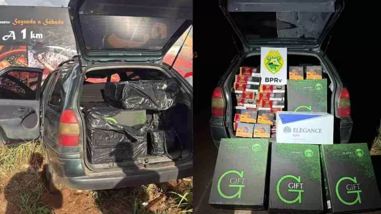 Perseguição na PR-180 termina com apreensão de cigarros contrabandeados e duas prisões