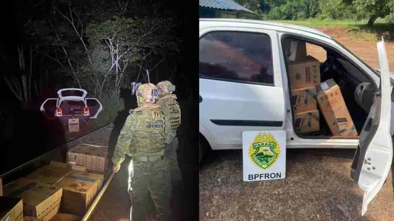 BPFron apreende barco, carro e 850 pacotes de cigarros contrabandeados no Lago de Itaipu