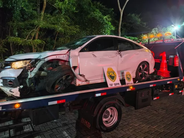 Fuga termina com carro furtado abandonado após perseguição na BR-163 em Guaíra