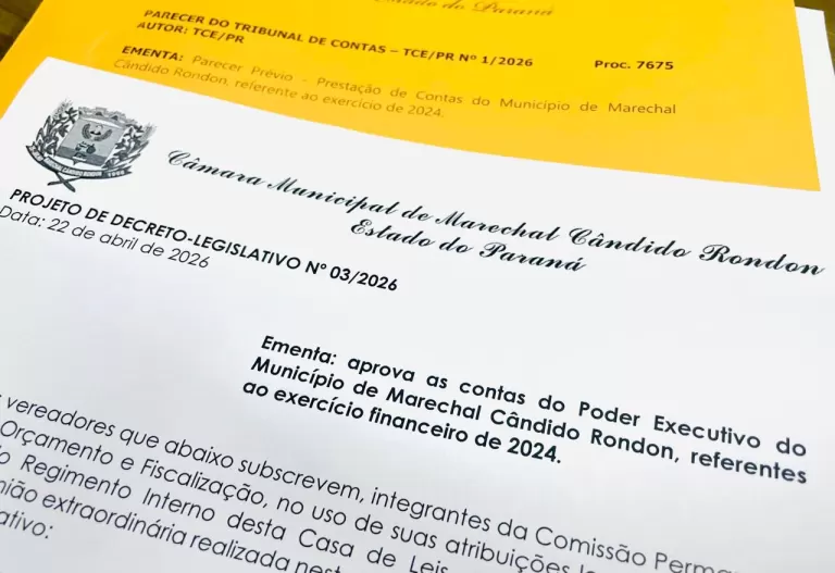 Projeto que aprova contas de 2024 da gestão Marcio Rauber será votado na terça-feira