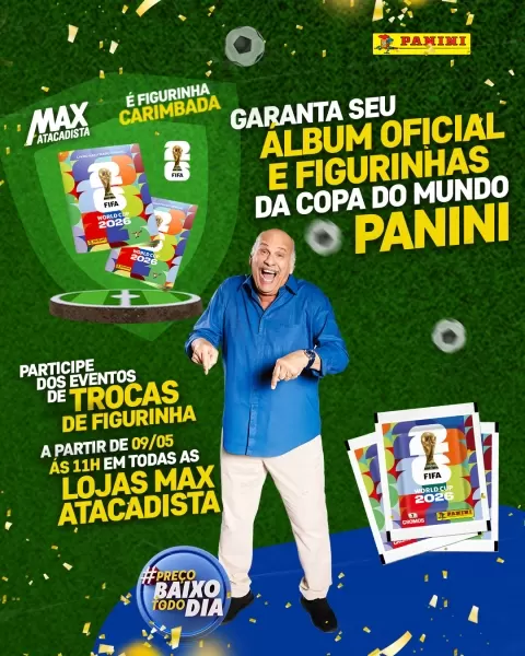 Max Atacadista entra no clima de Copa do Mundo com venda de álbum e figurinhas colecionáveis