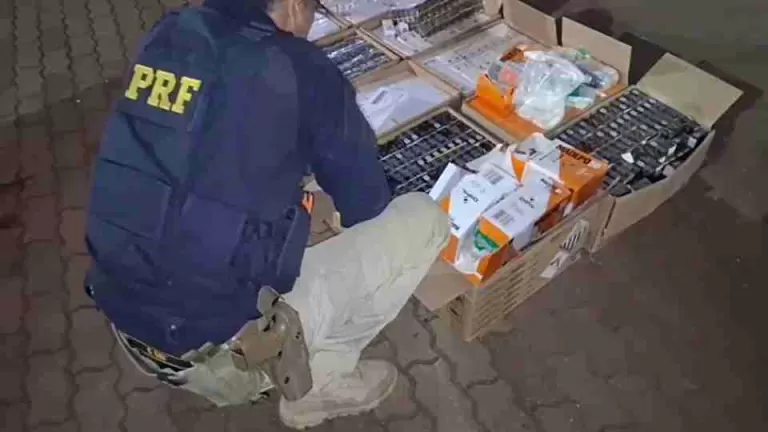 PRF apreende anabolizantes e medicamentos escondidos em caixas de inseticida na BR-277