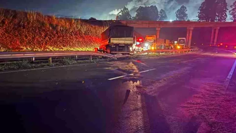 Caminhoneiro morre após veículo despencar de pontilhão na BR-376
