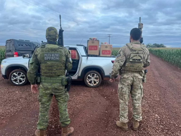 Picape carregada com cigarros é apreendida no interior de Guaíra